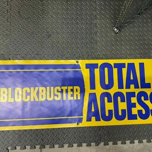 Blockbuster Total Access Banner – 48"x18" – Heavy Vinyl – Vintage Video Store Decor – Retro Movie Room Sign
