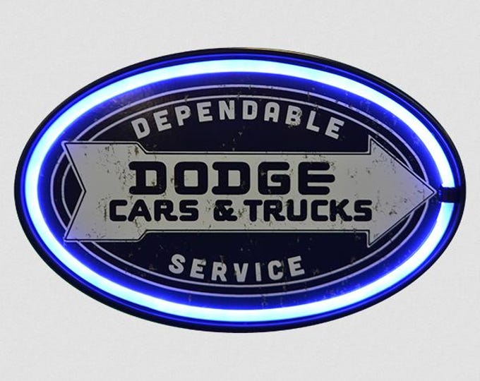 Dodge LED “Neon” Light Up Sign 16" – Garage, Man Cave, Auto Shop Decor