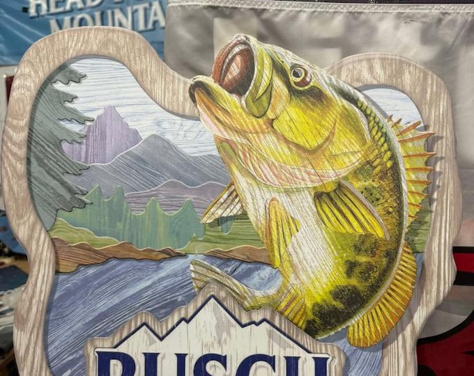 Busch Light Wood Fishing Sign 23" – Rustic Beer Wall Decor for Cabin, Bar, Man Cave, Outdoorsmen