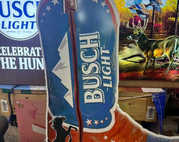 Busch Light Cowboy Boot Metal Sign 23x19 Busch Light Boot Mancavedecor Bar Wall Decor Beer Sign