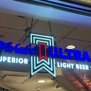 Michelob Ultra LED Bar Sign: Iconic Ribbon Echo Design, 48&quot;