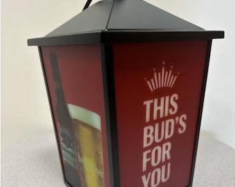 Budweiser Iconic Tavern LED Light Lantern – Vintage Bar Light, Heavy Metal Frame, Man Cave Decor, Beer Sign, Hanging Pub Lamp NEW