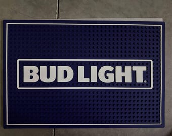 Bud Light Beer Bar Mat – 12" x 18" Rubber Spill Mat – New Condition