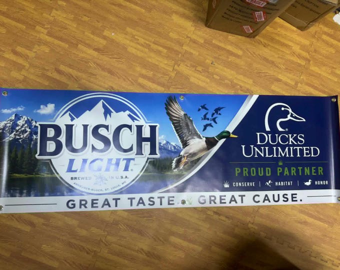 Busch Light Ducks Unlimited Banner 60x20 Hunting Beer Banner Rare Mancavedecor Garage Wall Decor