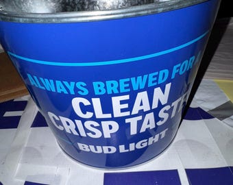 Bud Light Metal Beer Bucket Ice Tub Bar Decor Party Cooler Man Cave Decor Tailgate Bucket Beverage Tub