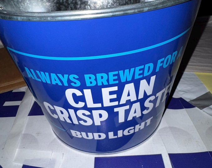 Bud Light Metal Beer Bucket Ice Tub Bar Decor Party Cooler Man Cave Decor Tailgate Bucket Beverage Tub