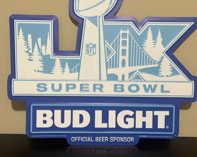 Bud Light Super Bowl LX Tin Sign 21x23 – Official NFL Beer Sponsor Sign | Budweiser Football mancavedecor | 2026 San Francisco Collectible
