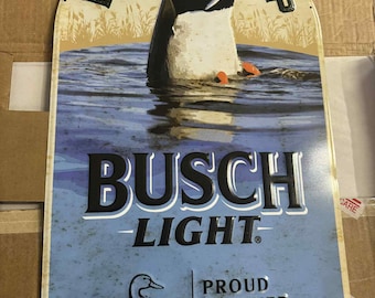 Rare Busch Light “Bottoms Up” Ducks Unlimited Tin Sign 24x15 | Rare Beer Mancave Bar Decor