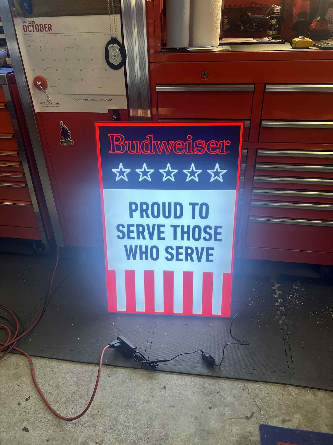 Budweiser LED Sign 35″×24″ “proud to Serve Those Who Serve