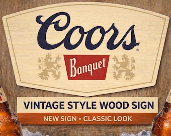 Coors Banquet Vintage Wood Wall Decor – Classic Coors Sign for Man Cave, Bar, or Game Room – 17"x11" – Made in the US