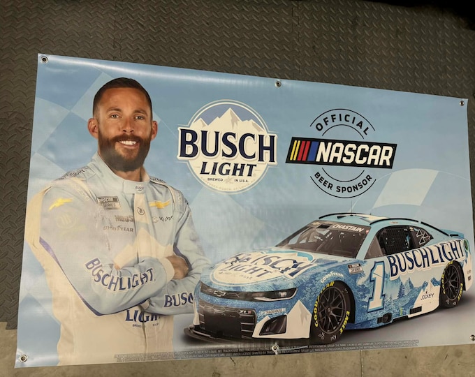 Busch Light NASCAR Ross Chastain Banner – 60" x 36" – Heavy Vinyl – NEW – Beer Bar Decor – Man Cave Racing Banner