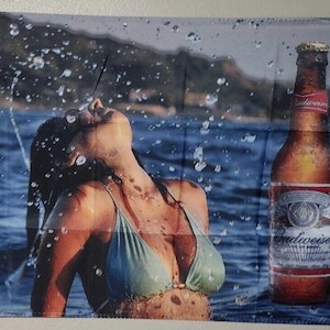 Flaga Bikini Budweiser Beer – baner 3 x 5 stóp – jaskinia mężczyzny, garaż, dekoracja imprezy
