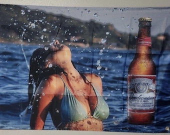 Budweiser Beer Bikini Flag – 3x5ft Banner – Man Cave, Garage, Party Decor