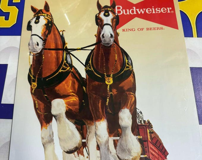 Budweiser Clydesdales Tin Sign Vintage Anheuser Busch Beer Wall Decor Mancavedecor 12.5x16