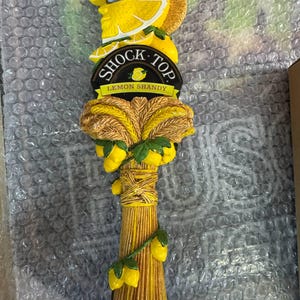 Large 12” Shock Top Lemon Shandy Draft Beer Tap Handle Mancave Bar Pub 2 Sided
