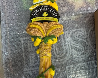 Large 12” Shock Top Lemon Shandy Draft Beer Tap Handle Mancave Bar Pub 2 Sided