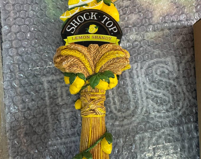 Large 12” Shock Top Lemon Shandy Draft Beer Tap Handle Mancave Bar Pub 2 Sided