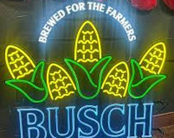 Busch Light Farming Corn LED Sign 36x36 Large Anheuser Busch Beer Bar Decor Farm Mancave Lighted Wall Sign