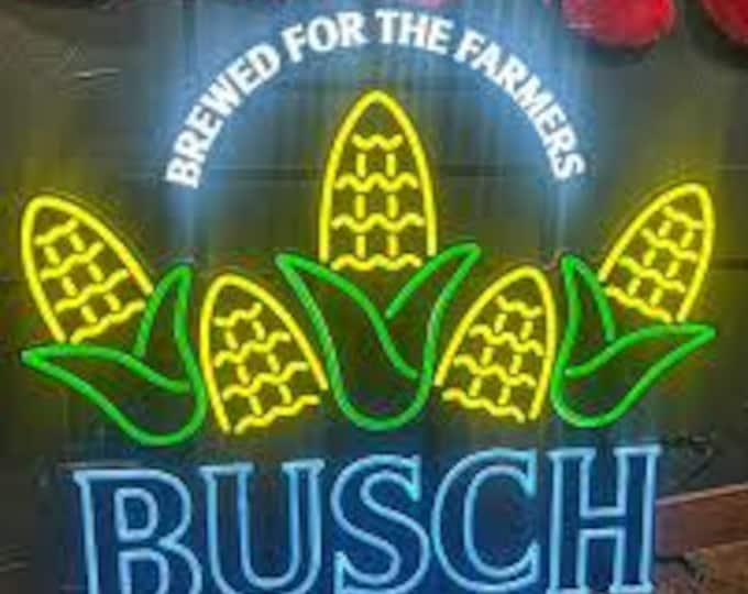 Busch Light Farming Corn LED Sign 36x36 Large Anheuser Busch Beer Bar Decor Farm Mancave Lighted Wall Sign