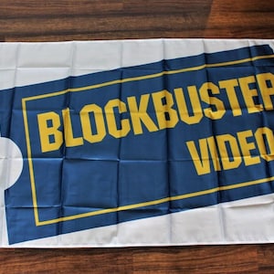 Blockbuster Video Stores Banner Flag – 3x5ft Movie Rental Throwback for Home Theater or Man Cave
