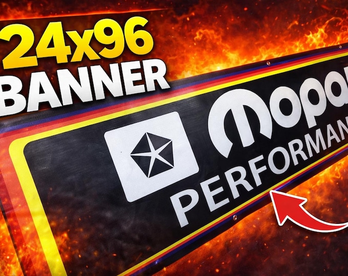 Heavy Vinyl Mopar Performance Banner 24x96 Dodge Chrysler Racing Garage Mancave Wall Decor