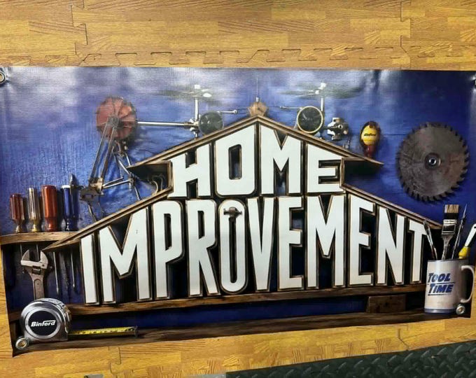 Home Improvement Tool Time Banner 36x20 Binford Tools TV Show Inspired Garage Man Cave Wall Decor