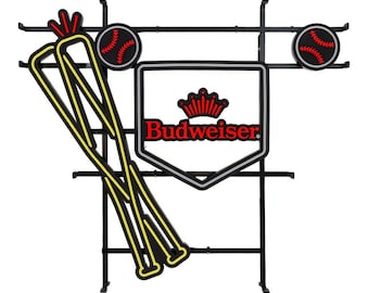 Budweiser Home Plate LED Sign | 24"x24" Baseball Wall Light | Man Cave Sports Decor