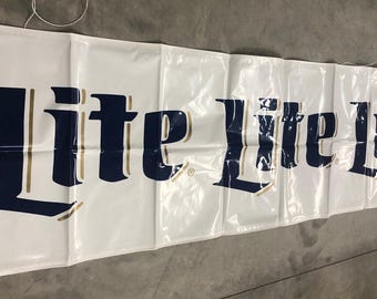 Vintage NEW Old Stock Miller Lite Beer Banner – 3x10ft – Perfect for Man Caves, Bars & Collectors