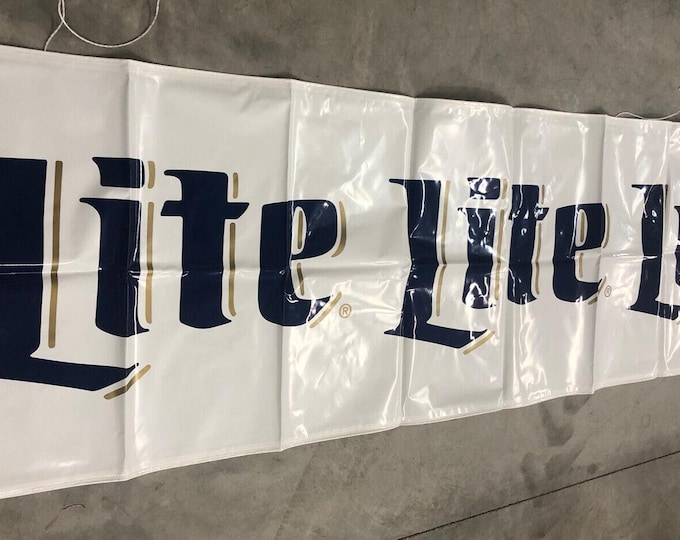 Vintage NEW Old Stock Miller Lite Beer Banner – 3x10ft – Perfect for Man Caves, Bars & Collectors