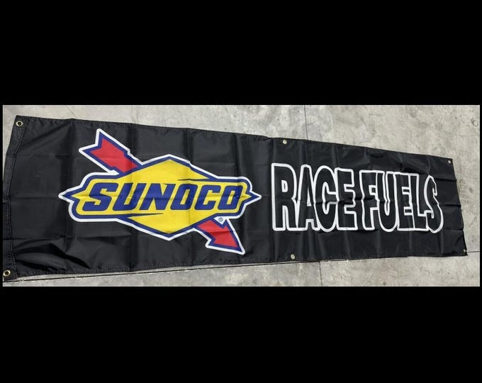 Large Sunoco Race Fuels Banner - 2x8ft Polyester with Grommets