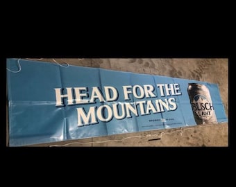 Massive Mancave Decor Busch Beer "Head for the Mountains" NASCAR Banner – 3x10 ft
