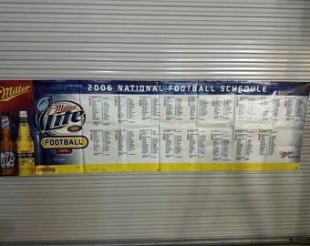 2006 Miller Lite NFL Football Schedule Banner – 3x10 Ft Vintage Beer Sign – Man Cave Sports Bar Decor