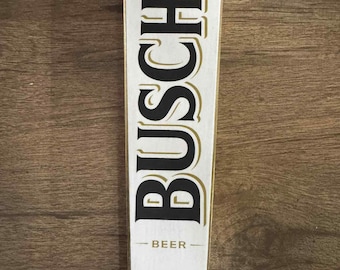 Busch Beer Tap Handle | Tall, Lettering Tap | Aluminum & Urethane | Man Cave Bar Decor | Vintage Style Draft Handle | Home Bar Gift
