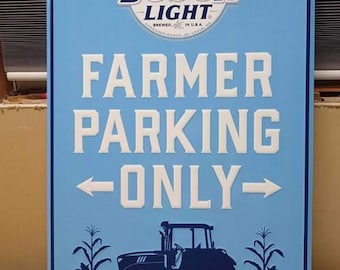 Busch Light "Farmers Parking" Metal Sign  24X15" - Rare Find!
