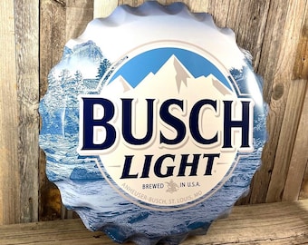 Busch Light 18" Bottle Cap Metal Sign – Bar Decor Wall Art – Pre-Sale