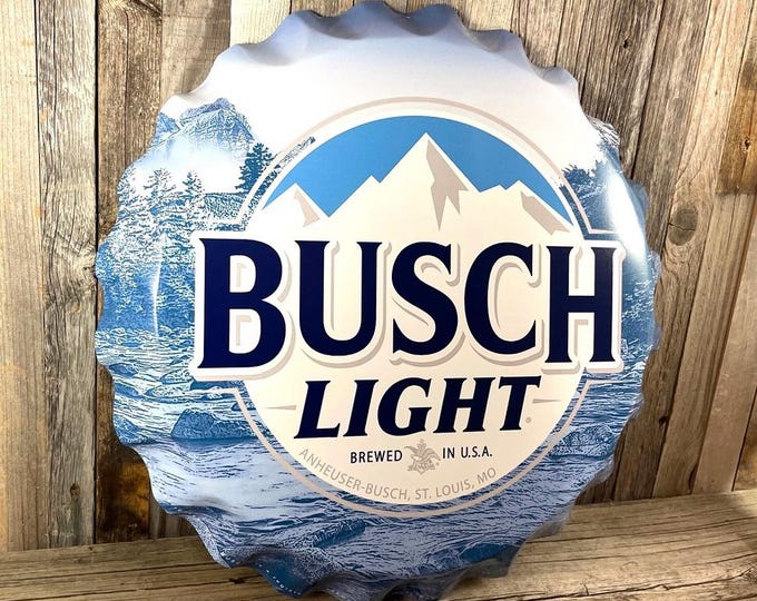 Busch Light 18" Bottle Cap Metal Sign – Bar Decor Wall Art – Pre-Sale