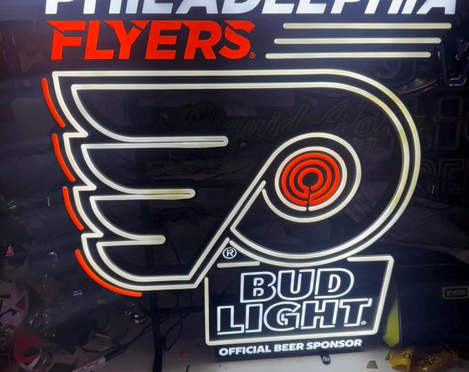 Philadelphia Flyers Bud Light LED Sign – 30"x30" – Official Beer Sponsor – NHL Bar Light – Mancavedecor
