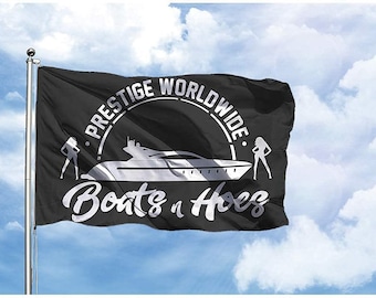 Prestige Worldwide 'Boats & Hoes' Flag – 3'x5' – Perfect for Dorms, Man Caves, and Parties