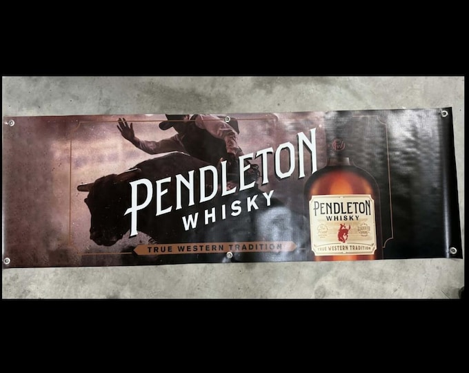 Pendleton Whisky Heavy Vinyl Banner – 60" x 20" – Rodeo Cowboy Western Bar Decor | Mancave | Ranch | Christmas Gift