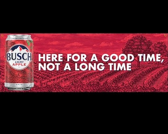 Last One Busch Light Apple Vinyl Banner | 14x40 Inch Limited Edition Beer Decor | Man Cave Sign | Garage Art | Party Apple Beer Banner