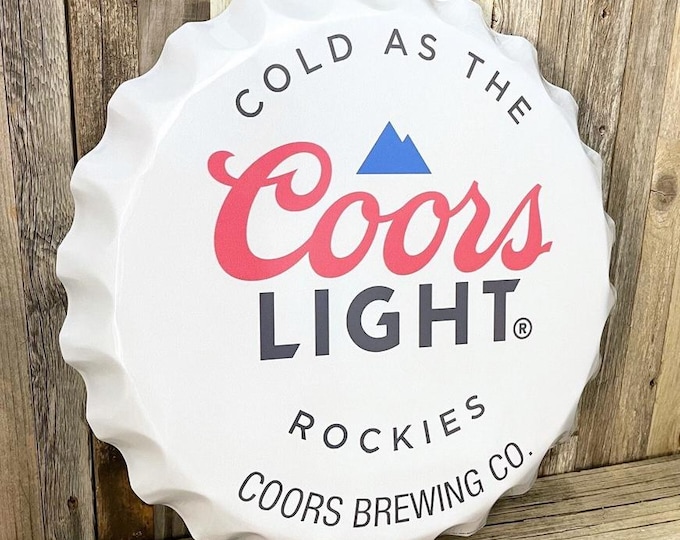 Coors Light 18" Bottle Cap Metal Sign – Pre-Sale Bar & mancavedecor Wall Art