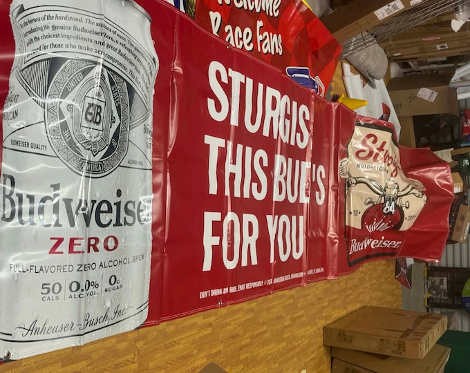Budweiser Sturgis Rally Banner 2024 Motorcycle Rally Banner 4x18ft Massive Budweiser Mancave Garage Decor