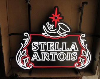 Stella Artois Beer LED Neon Sign – 26" x 21" Lighted Bar Pub Lamp – Man Cave Wall Decor