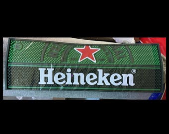 Heineken Rubber Bar Mat | Classic Green Pub Mat | Home Bar Decor | Bartender Accessory | Beer Lover Gift | Man Cave Essential