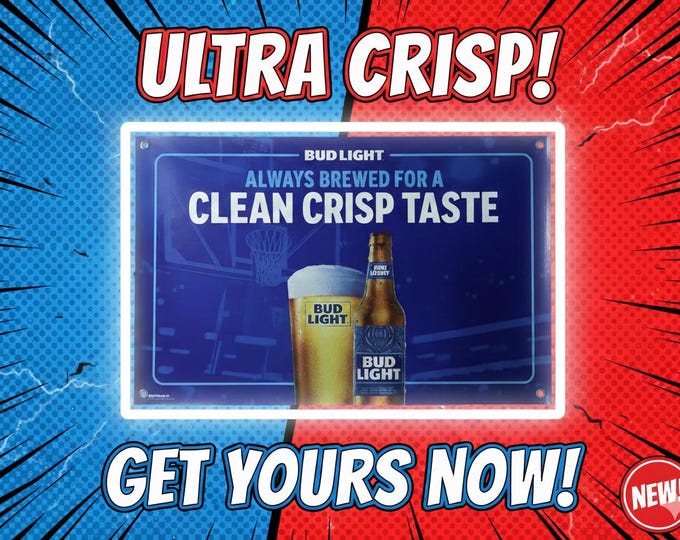 Bud Light Banner 36x24 Always Brewed For A Clean Crisp Taste | Beer Bar Decor