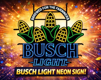 Busch Light Farming Corn LED Sign 36x36 Large Anheuser Busch Beer Bar Decor Farm Mancave Lighted Wall Sign