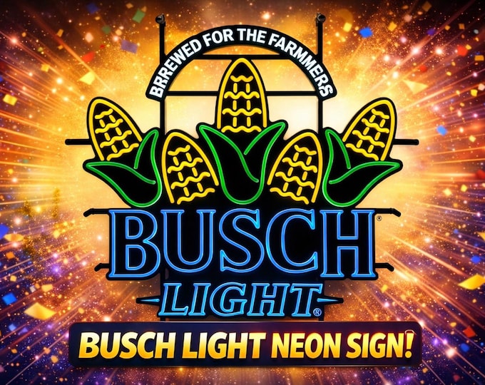 Busch Light Farming Corn LED Sign 36x36 Large Anheuser Busch Beer Bar Decor Farm Mancave Lighted Wall Sign