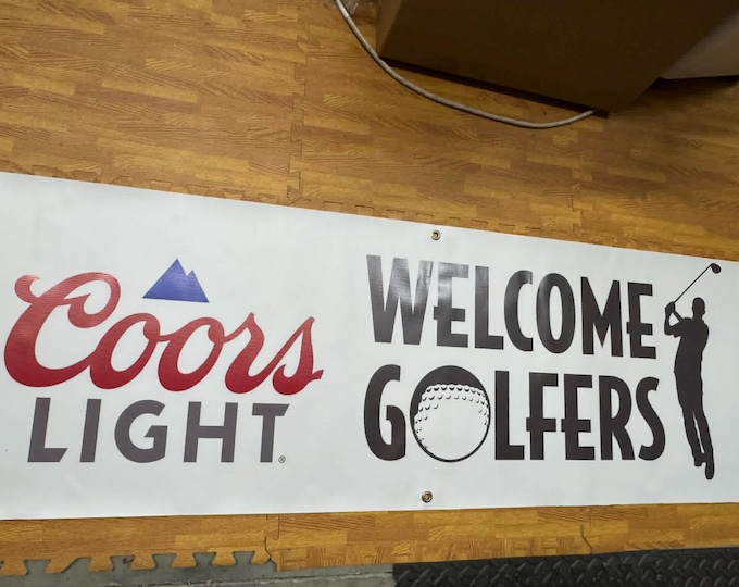 Coors Light Welcome Golfers Banner 60x20 Golf Man Cave Bar Garage Wall Decor