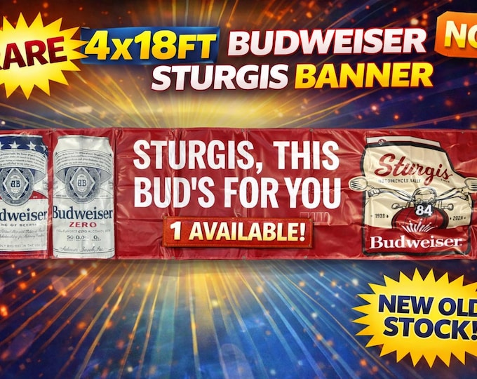 Budweiser Sturgis Rally Banner 2024 Motorcycle Rally Banner 4x18ft Massive Budweiser Mancave Garage Decor