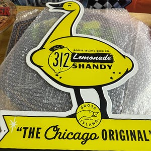 Insegna in metallo per birra Goose Island 312 Lemonade Shandy – "L'originale di Chicago" – Decorazione da bar – Nuovo